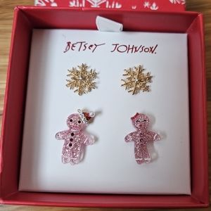 Betsey Johnson Gingerbread and Snowflake ❄️ Earrings
